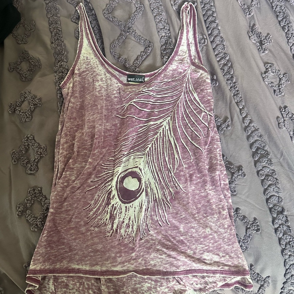 Wet Seal Women's Pink Feather Tank Top